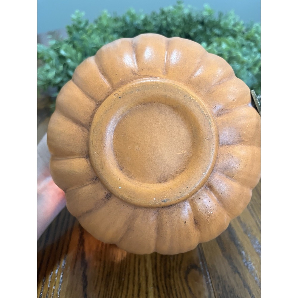 Vintage 70s Ceramic Light Up Orange Halloween Pumpkin Jack-o'-lantern Lid - Picture 7 of 9